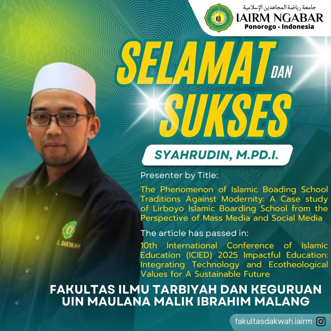 Dosen Dakwah IAIRM Ngabar Lolos Konferensi Internasional ICIED 2025, Angkat Dinamika Pesantren di Era Media Digital