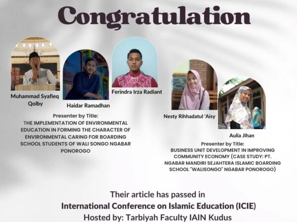 Their article has passed in International Conference on Islamic Education (ICIE) Hosted by: Tarbiyah Faculty IAIN Kudus 2023