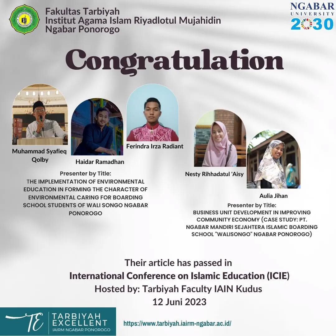 Their article has passed in International Conference on Islamic Education (ICIE) Hosted by: Tarbiyah Faculty IAIN Kudus 2023