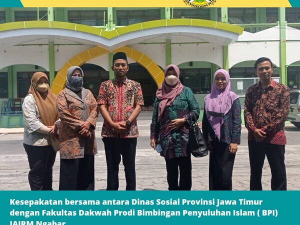 Penandatanganan Kesepakatan Bersama IAIRM Ngabar dan Dinas Sosial Provinsi Jawa Timur dalam Penyelenggaraan Tri Dharma Perguruan Tinggi